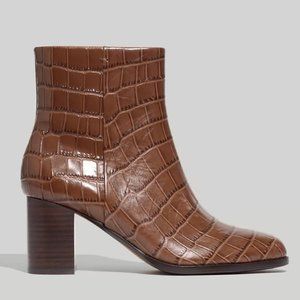 NWT Mira Side-Seam Ankle Boot in Croc Embossed Leather